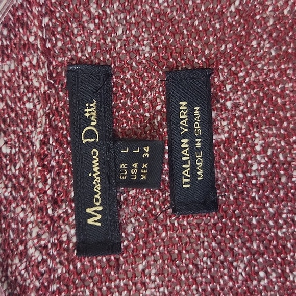 MASSIMO DUTTI Italian Yarn Marled Burgundy White Open Longline Cardigan - Picture 2 of 8